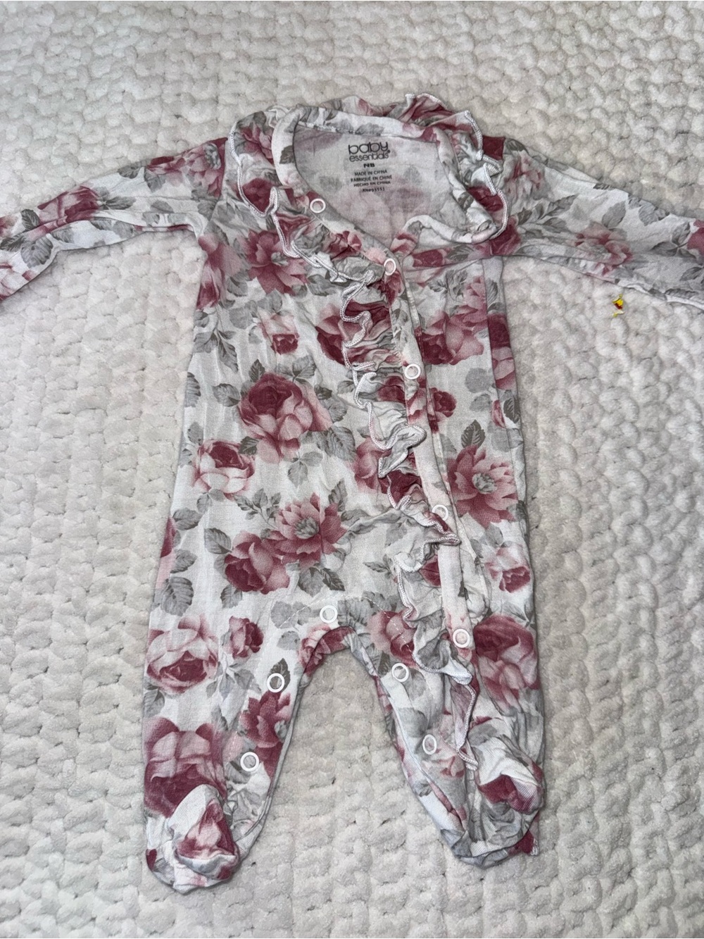 Baby Essentials Rose Floral Ruffle Footed One-Piece